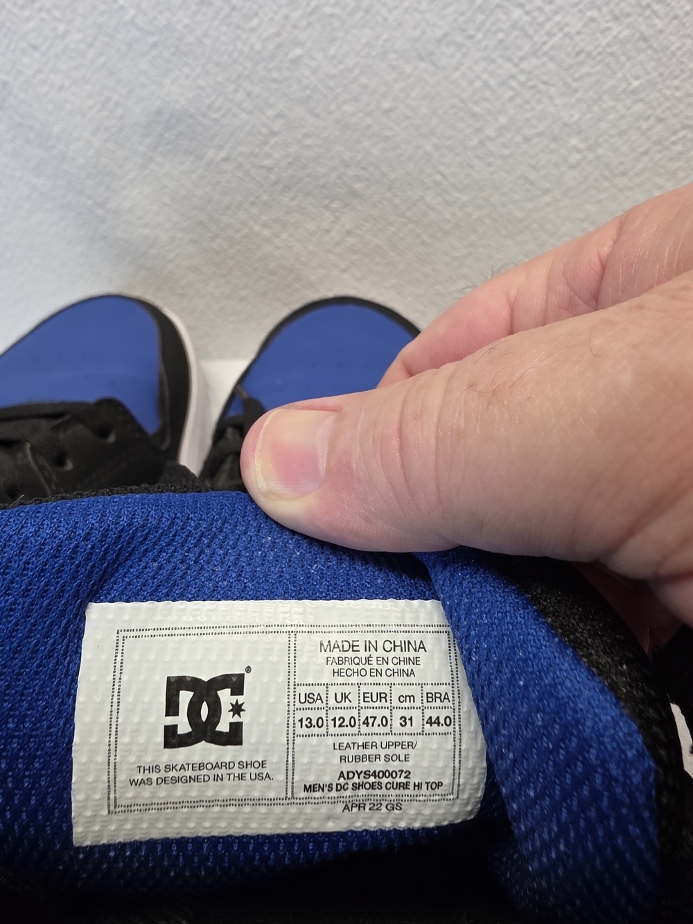 DC Skater Cure Casual Men's High-Top Sneaker in Black and Royal Blue Shoes Sz 11 - Picture 6 of 9